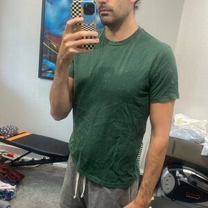 Green with colorful specks Topo Designs medium t-shirt